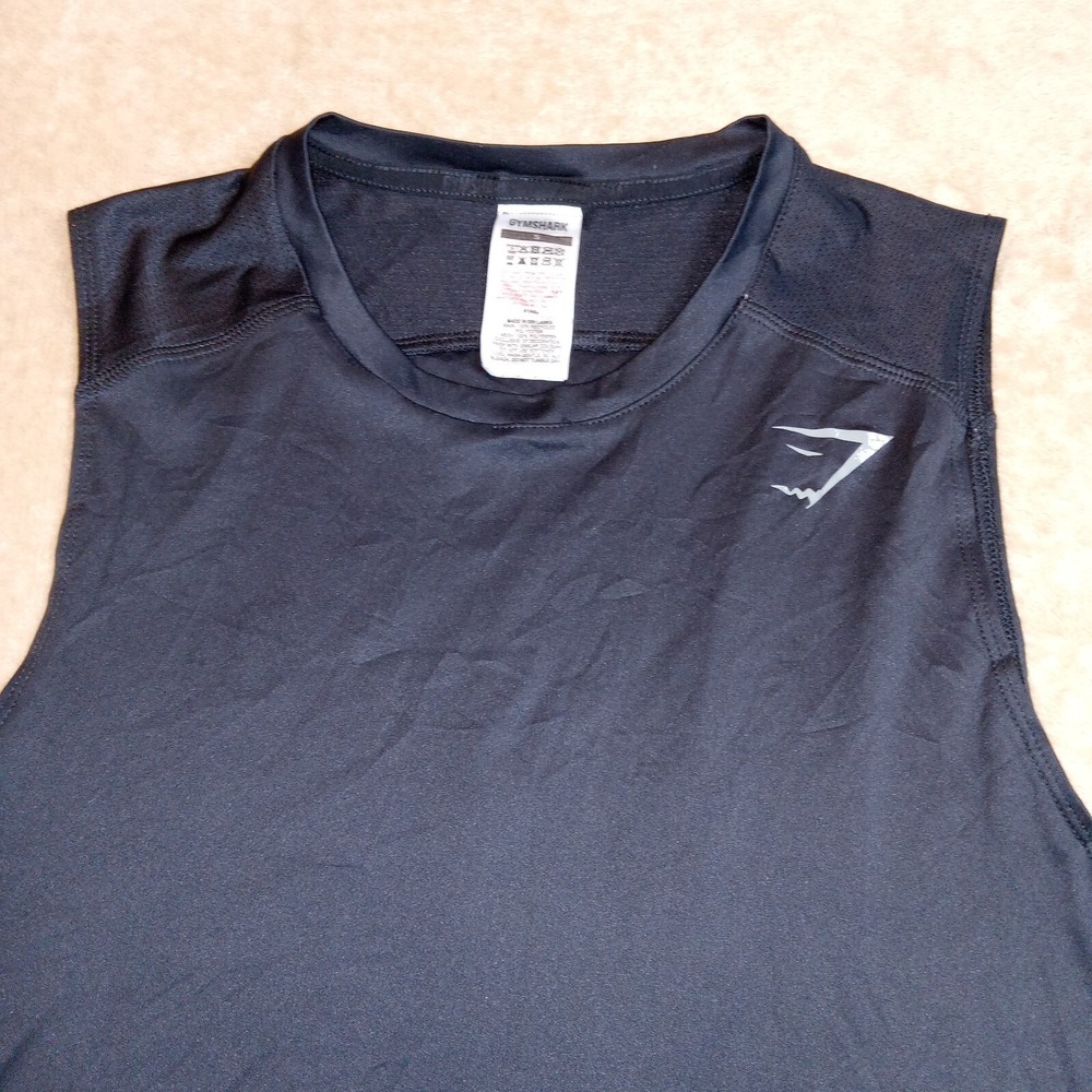 GymShark Men's Sleeveless Tank Top Small Black Workout‎
